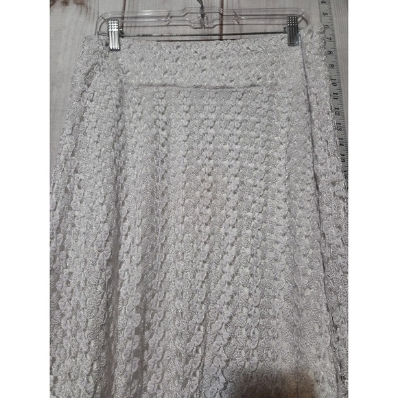 Elizabeth & Nicole Skirt Womens XL White Floral Lace A Line Midi Made In USA‎ - Picture 2 of 6